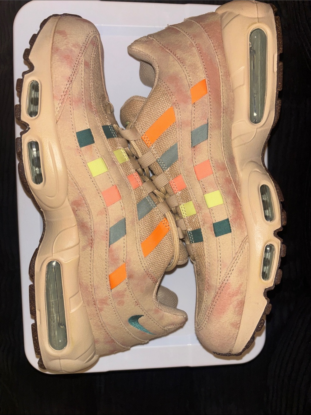 Nike Men’s Air Max 95 Sneakers - Tan with Orange & Green Accents - Picture 4 of 7